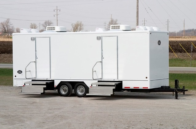 Emergency Bathroom/Shower Stall Trailer Rentals as well as Largest Commercial Bathroom Trailers for Temporary Sanitation During Construction/Remodeling.