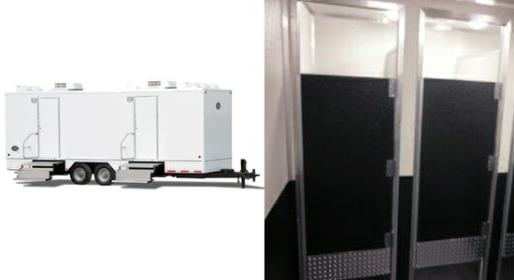 JAG 9 Stall Flex Portable Bathroom Trailer Rental for Weddings, Home Remodeling & Renovations and Large Commercial Construction Sites.