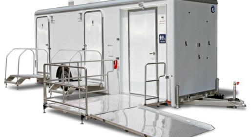 Handicapped Bathroom Trailer Rentals Which is ADA Compliant for Americans With Disabilities.