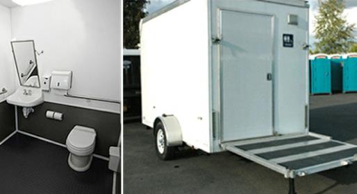 Small, single stall restroom trailer for rent in FL, NY, MA, NJ, PA, TX, LA, MS, GA, TN, KY, IN, IL, OH, VA, WV and many other states in the Union.